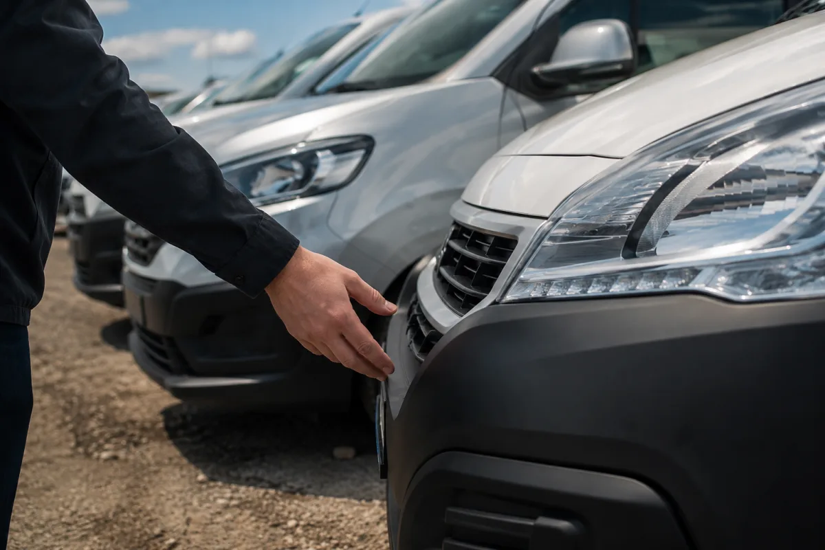 Peugeot Expert ou Citroën Jumpy occasion : lequel acheter vraiment ? Tableau de bord intérieur d'un fourgon utilitaire compact avec affichage kilométrage et commandes centrales visibles