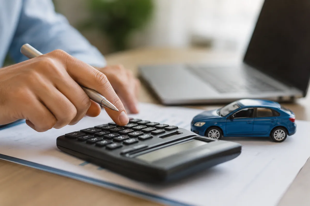 Gros plan sur un écran d'ordinateur affichant un tableau comparatif de taux de prêt automobile avec des chiffres et pourcentages