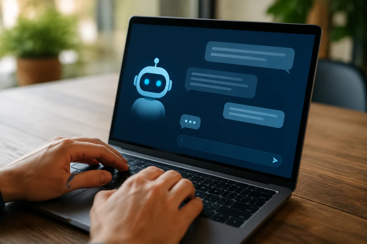 Quel est le meilleur chatbot IA gratuit en français, vraiment ? Gros plan sur une interface de conversation en français affichée sur l'écran d'un smartphone posé sur une table