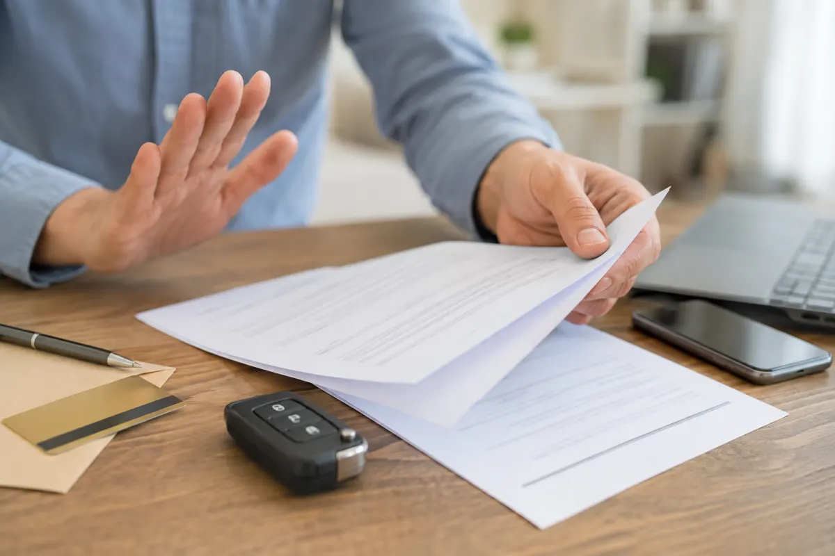 Gros plan sur une lettre recommandée de rétractation d'assurance posée sur un bureau